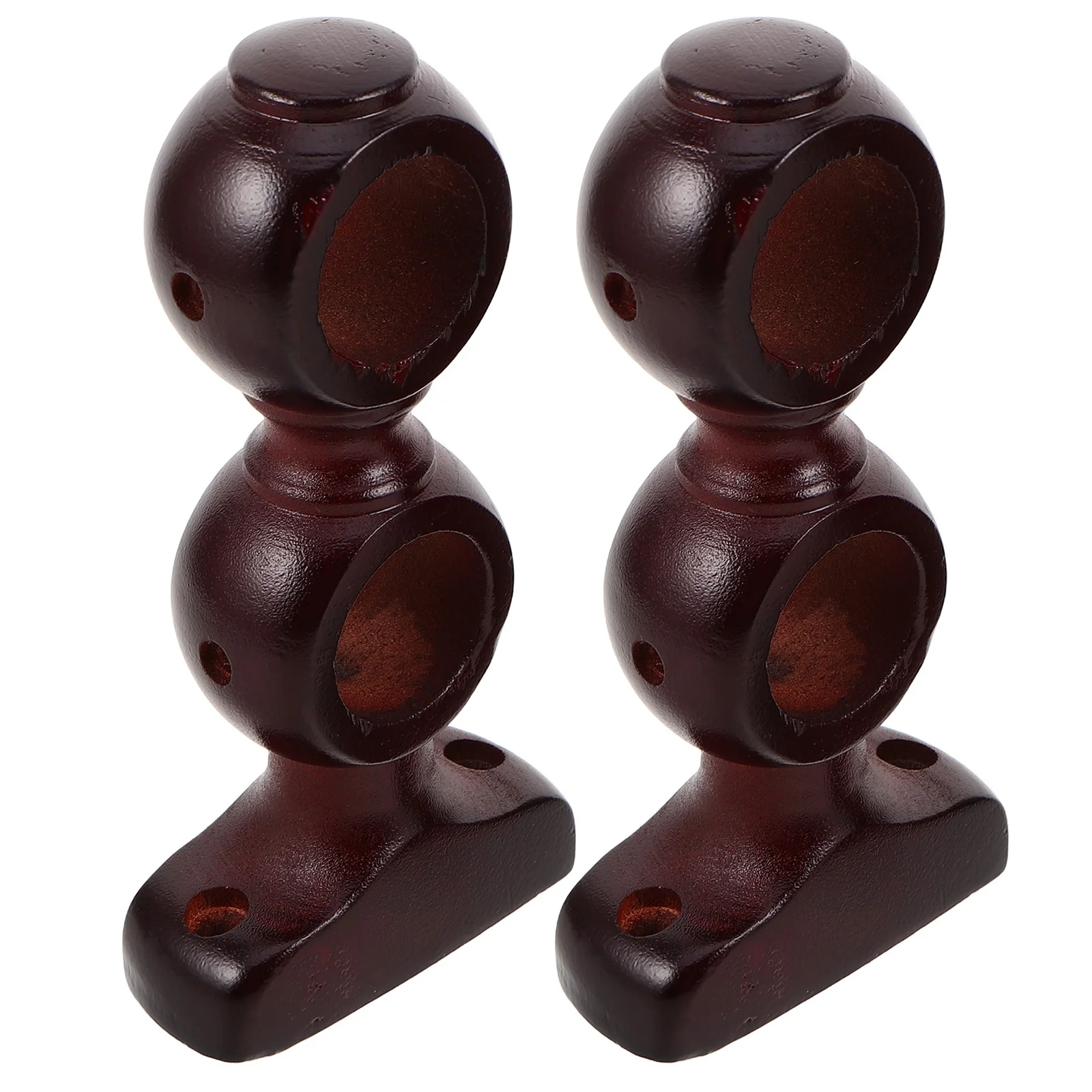 

2Pcs Heavy Duty Wooden Curtain Rod Holders Double Hook for 1in Pole Wall Mounted Bedroom Living Room Solid Wood Bracket