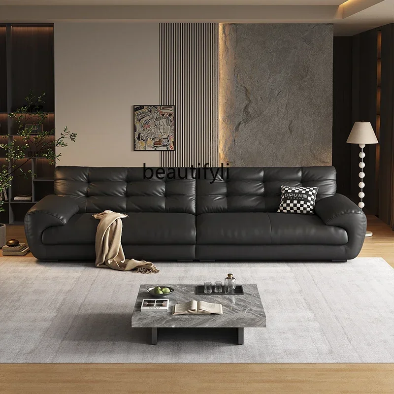 

45Leather sofa living room modern light luxury small apartment first layer cowhide sofa