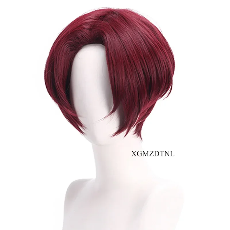 Anime WIND BREAKER Hayato Suo Cosplay Wig 40cm Dark Red Hair Accessories Ear Clips Eyepatch Halloween Roleplay Party Props