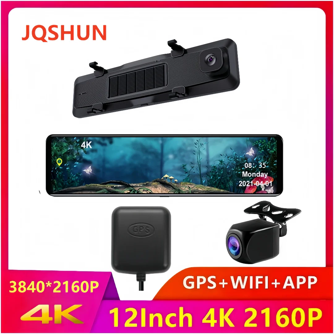 

4K 3840*2160P 11.26 Inch Car DVR Dash Cam WIFI GPS APP Rear View Mirror 1080P Car Camer, WDR,APP WIFI Super Night Vision