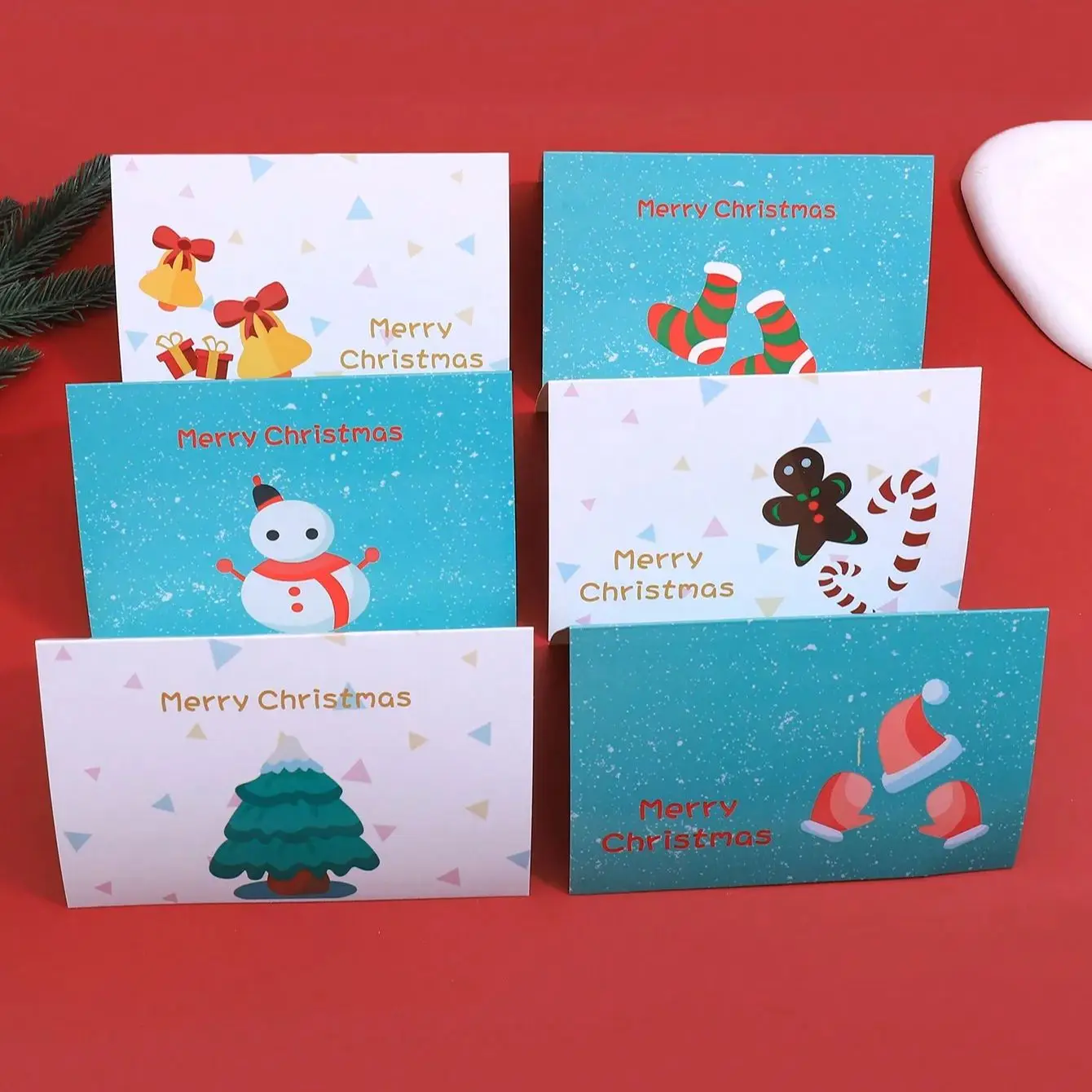ชุดซองการ์ดอวยพรคริสต์มาส 6 ชิ้น เหมาะสำหรับการ์ดเชิญงานปาร์ตี้และการ์ดขอบคุณ (รวมสติกเกอร์ปิดผนึก)