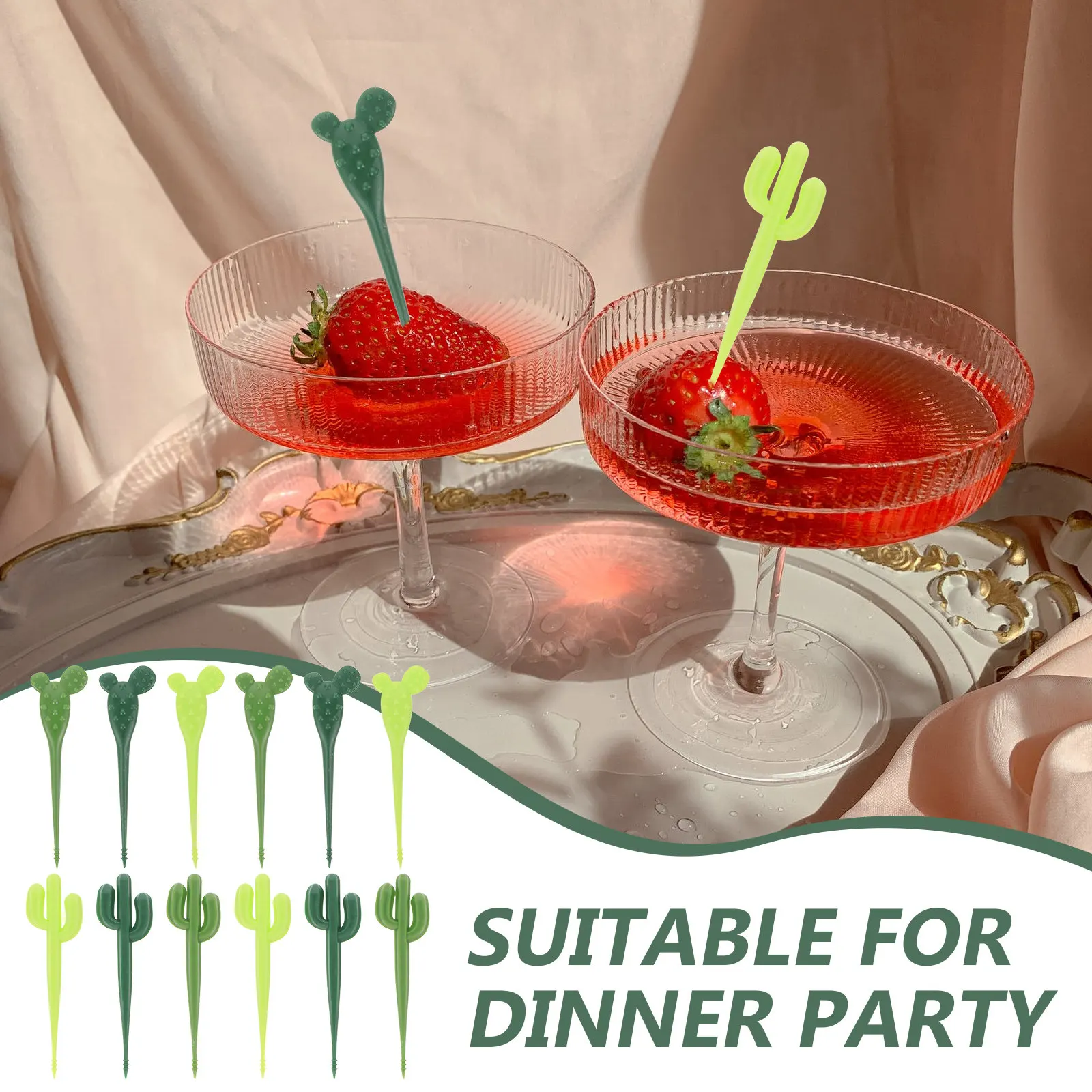 12Pcs Cactus Style Fruit Forks Sturdy Plastic Small Forks for Appetizers Desserts Salads Cakes Fork for Appetizer