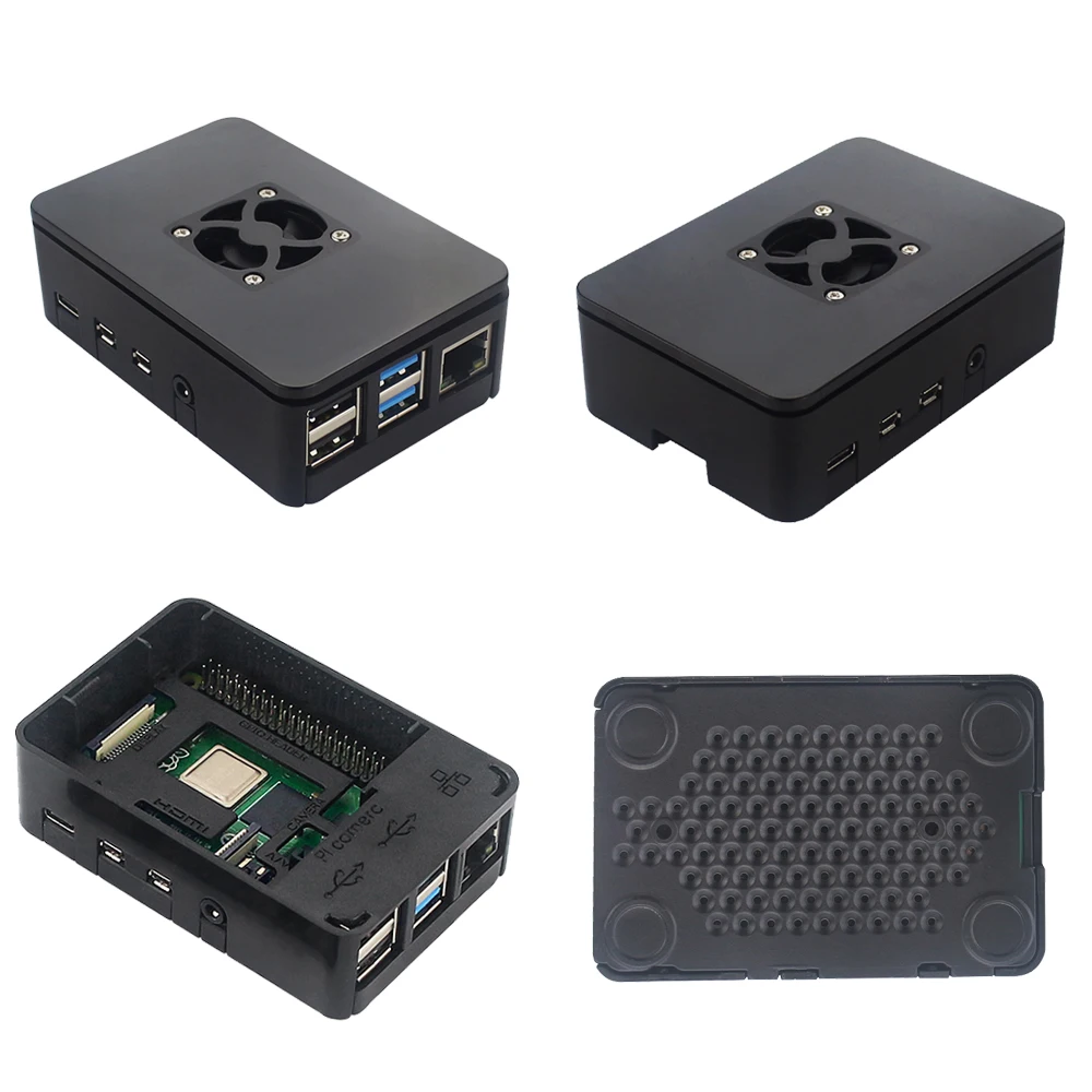 Raspberry Pi 4 B Abs Case Verbeterde Plastic Doos Behuizing Shell Ondersteuning Koelventilator Optioneel Heatsink Power Adapter Video Kabel