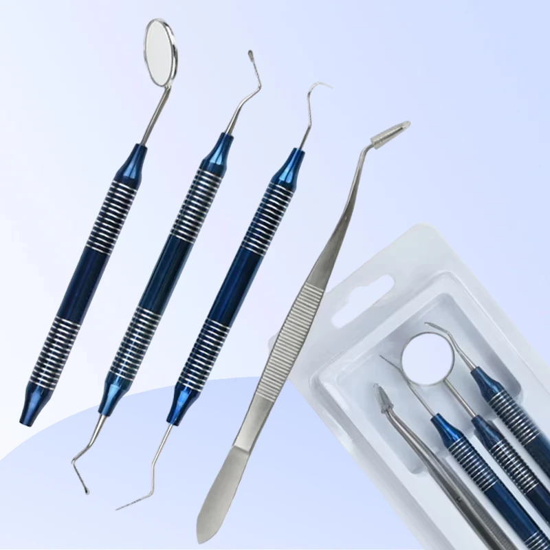 

4Pcs Dental Oral Cleaning Kit Stainless Steel Scaler Set with Mirror Scraper High Temperature Disinfection Plaque Remover Care T