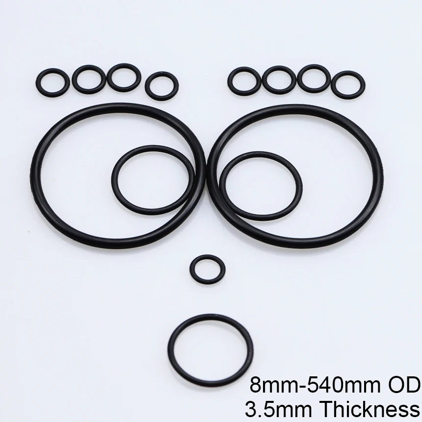 Anel de Vedação O-Ring de Borracha Nitrílica NBR CS Preto, com 3.5mm de Espessura e Diâmetro Externo (DE) de 8/10/12/15/20/100/200/300-540mm, para Vedação de Juntas e Anilhas