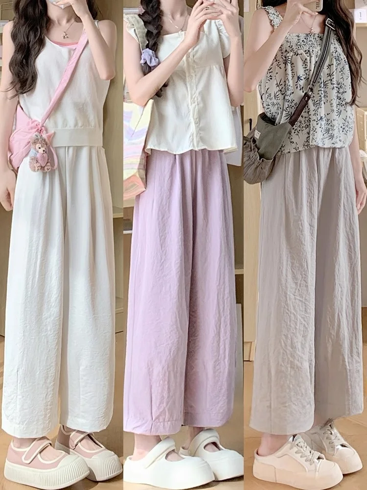 

High Waist Drapey Loose Straight Leg Pants for Women Spring Summer plus Size Comfortable Wide Leg Trousers Naf Naf Cabbage