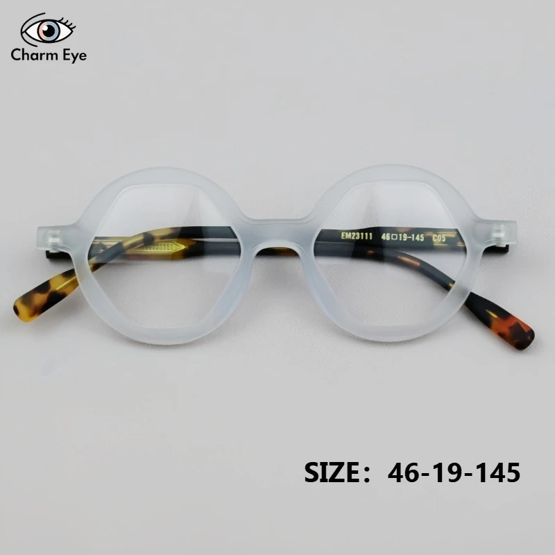 

New Men Glasses Fashion Color Blocked Acetate High End Optical Retro Polygonal Eyeglass Frame Women Myopia Prescription Eyewear