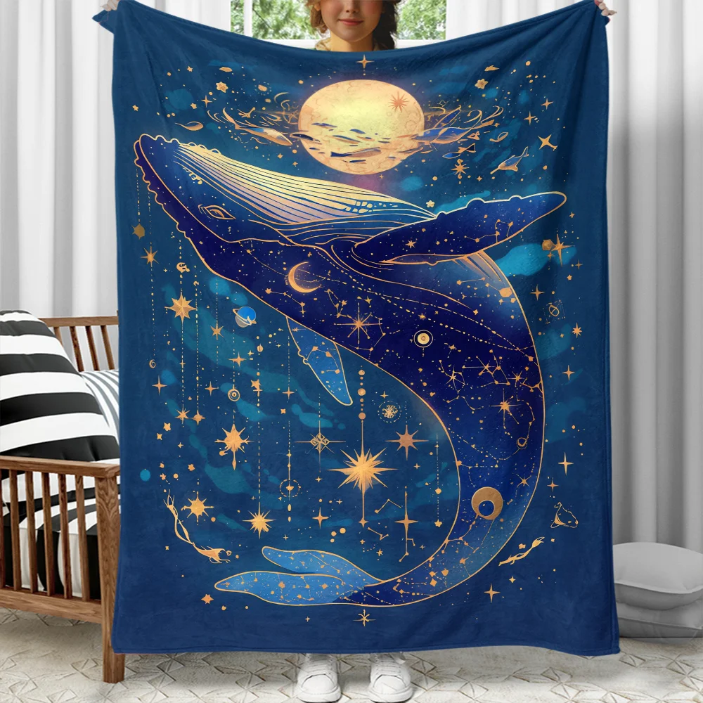 Ocean Wildlife Themed Throw Blanket Big Blue Humpback Whale Underwater Scene Graphic Soft Indoor Couch Bed Decor Blanket