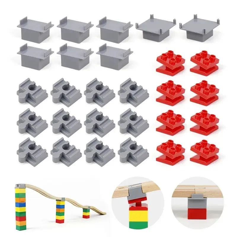 14PCS Holz Eisenbahn Track Anschlüsse Zubehör Holz Eisenbahn Zug Set Brücke Holz Track Spielzeug Für Kinder – Detail 6