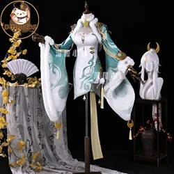 DUDU-R Game Genshin Impact Zibai Cosplay Costume Wig Women's Chinese Style Cheongsam Props Halloween Party Uniform Elegant Dress