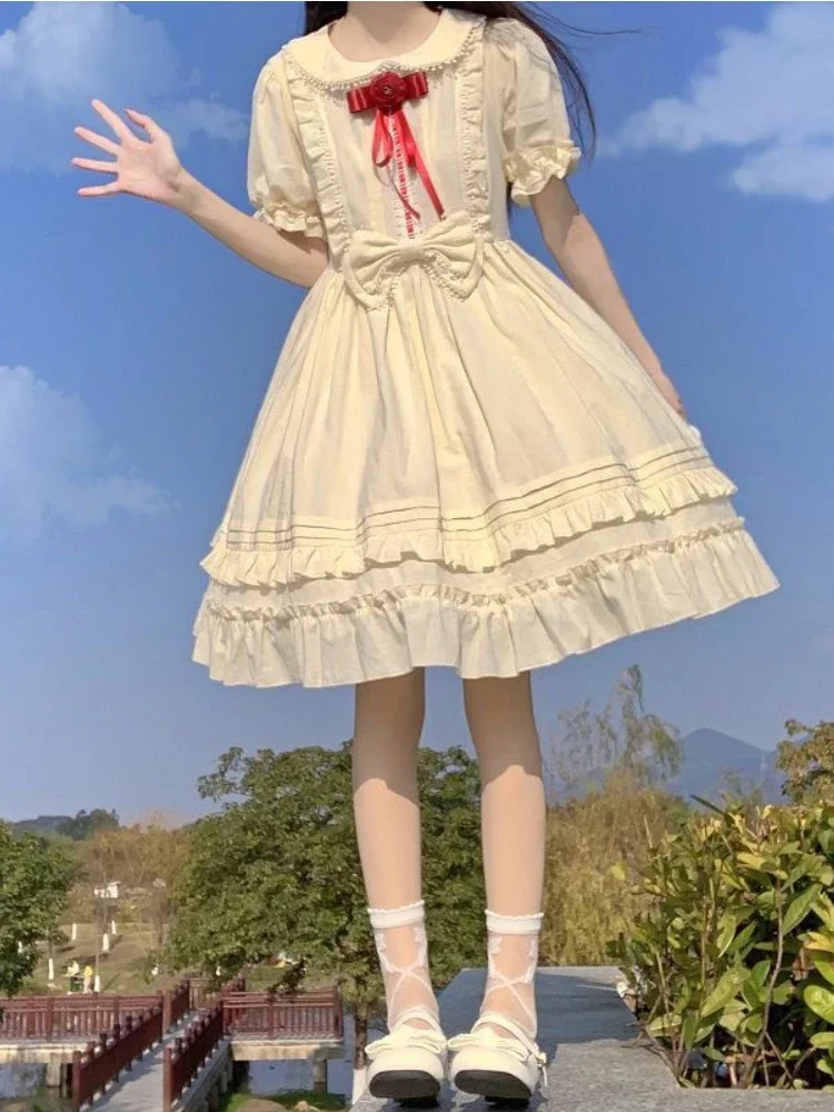 

Soft Sister Lolita Dress Platycodon Manor Pastoral Style OP Short-sleeved Dress Female Student Summer Lolita Dress Cute Maiden