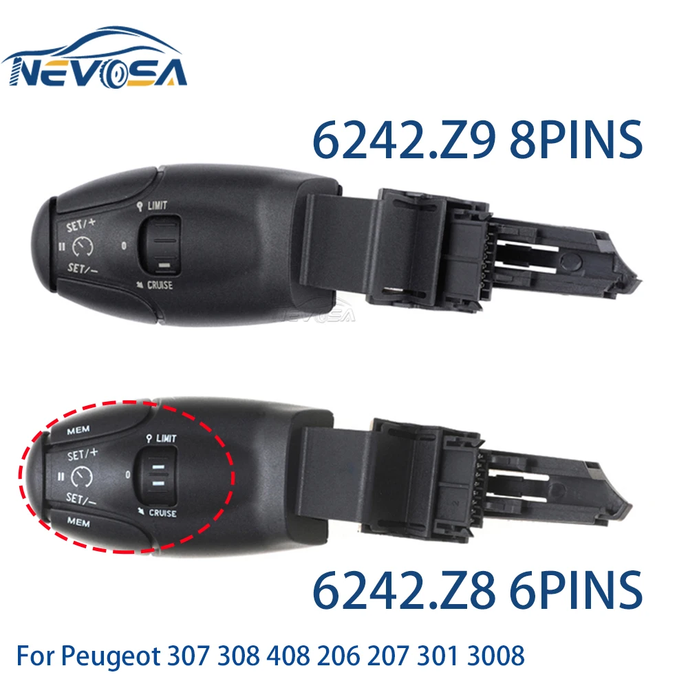 

Cruise Control Stalk Switch With Speed Limit For Peugeot 307 308 408 206 207 301 3008 For Citroen 6242Z9 6242.Z8 6242Z8 6242.Z9