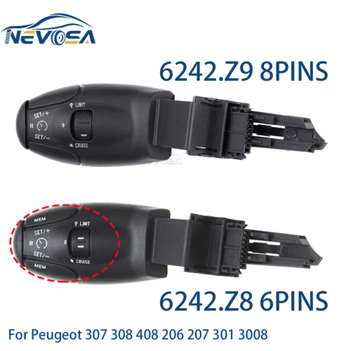Interruptor de tallo de Control de crucero con límite de velocidad para Peugeot 307 308 408 206 207 301 3008 para Citroen 6242Z9 6242.Z8 6242Z8 6242.Z9