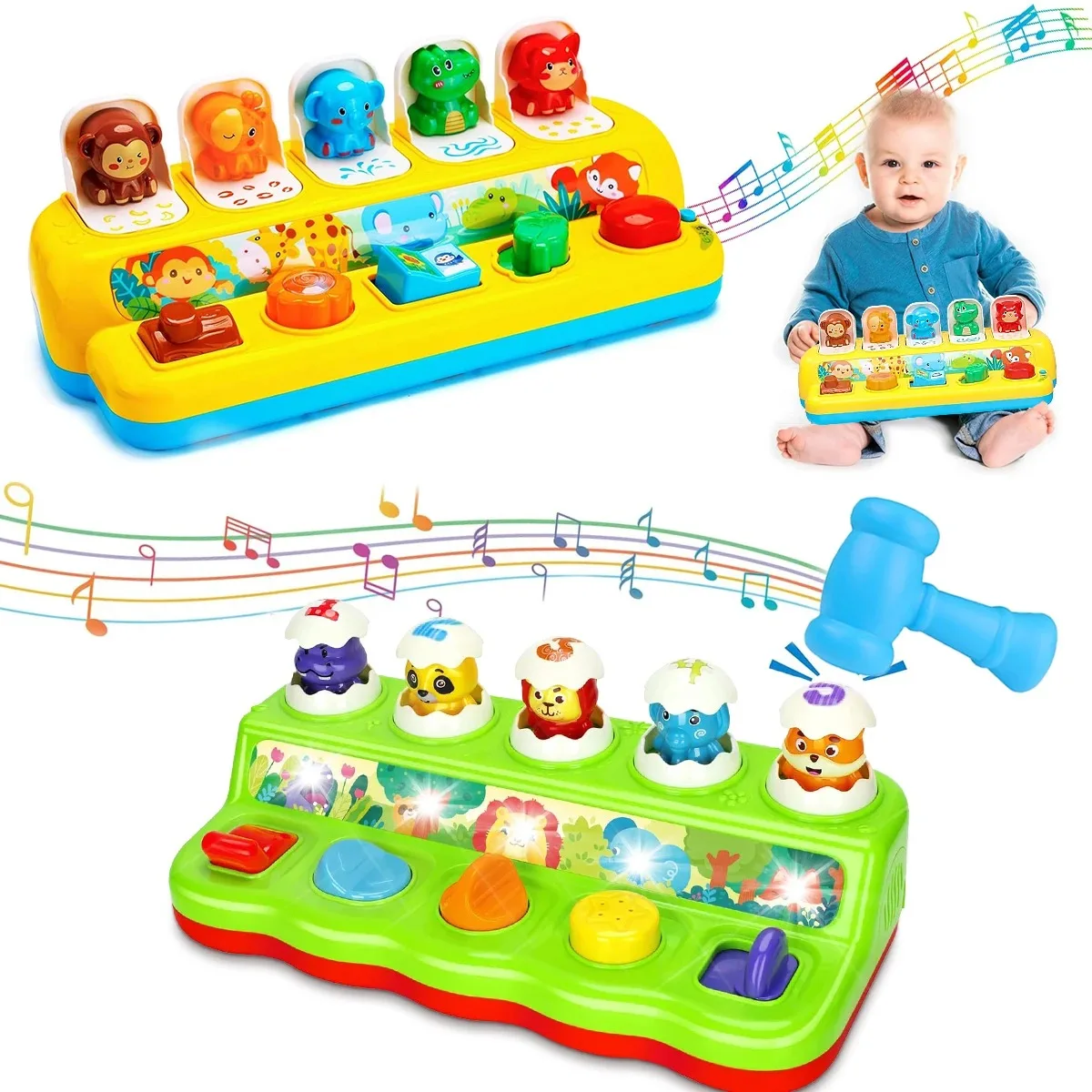 

Interactive Pop Up Animals Toy Peekaboo Switch Button Box Treasure Surprise Box Hide Seek Game Baby Early Education Puzzle Game