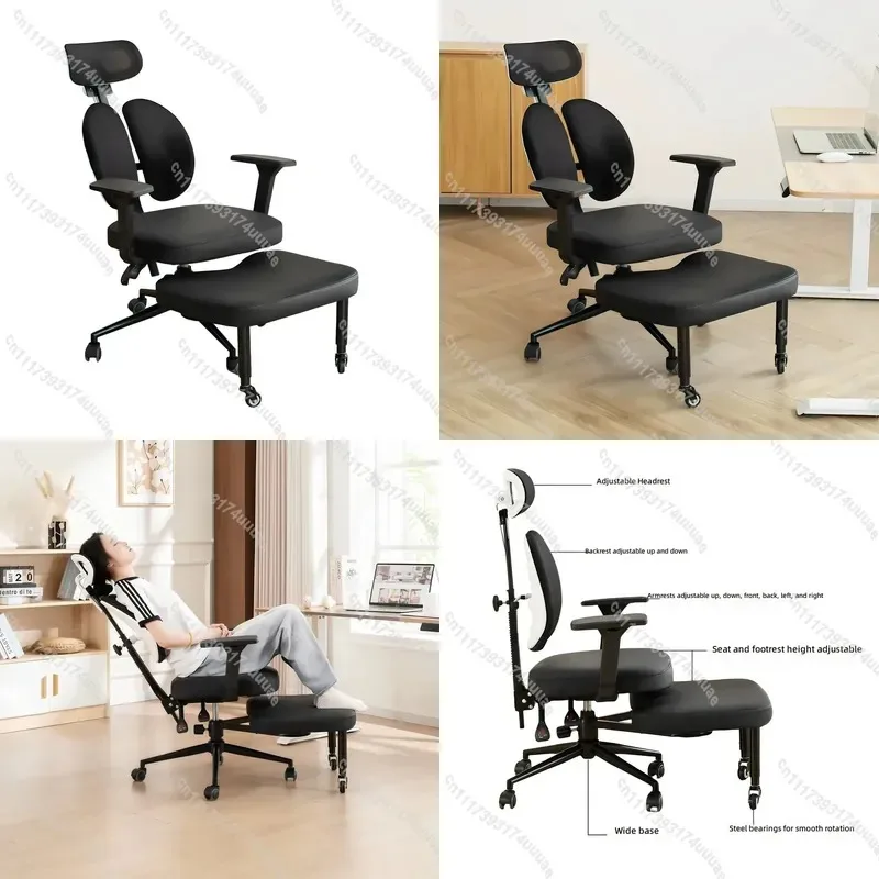 Ergonomic Kneeling Chair with Double Back Support Cross Leg Meditation Stool Comfortable Reclining Squatting Seat for Office