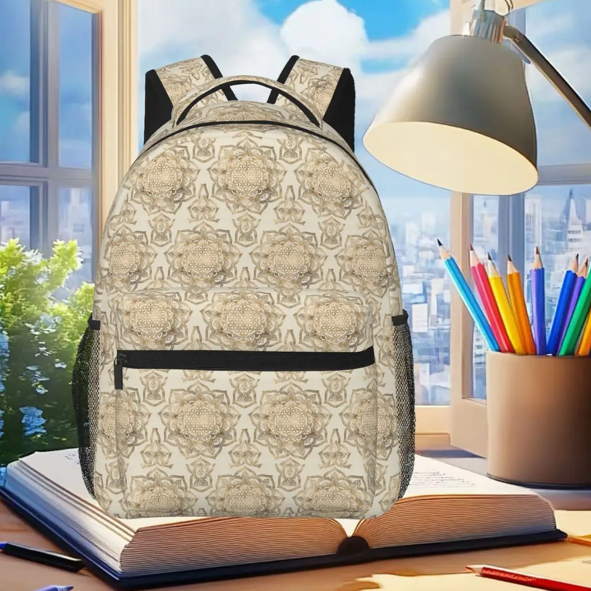 

Рюкзак Flower Of Life In Lotus - Pastel Golds And Canv, студенческий рюкзак для мальчиков и девочек, детская школьная сумка, сумки на плечо для ноутбука