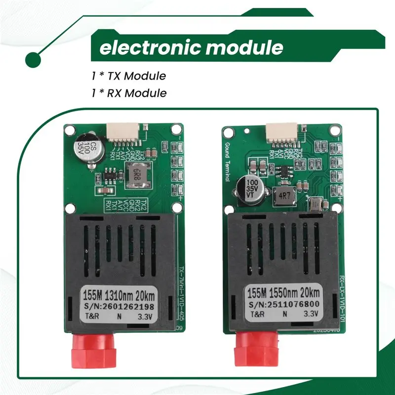 TTL To Fiber Optical Module Terminal Equipment TTL Optical Transceiver Module For-Drone RX/TX AV/VCC GND Interface 20KM
