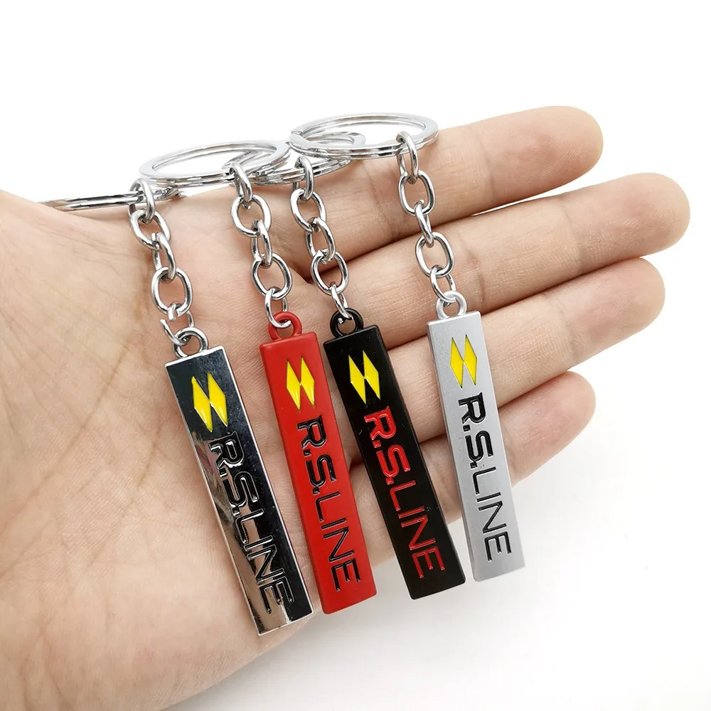 Car Keychain RSLine Keyring Badge Metal Emblem Key Chain Ring For Renault RS Clio Scenic Logan Megane Koleos Sandero Safrane