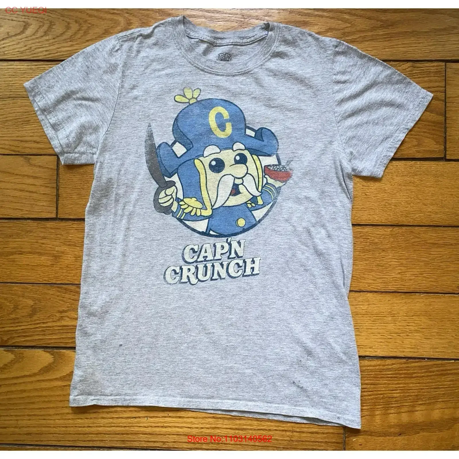Camiseta Cap n Captain Crunch Cereal talla pequeña Retro vintage lavada elegante homme cómoda Casual ligeramente estirada
