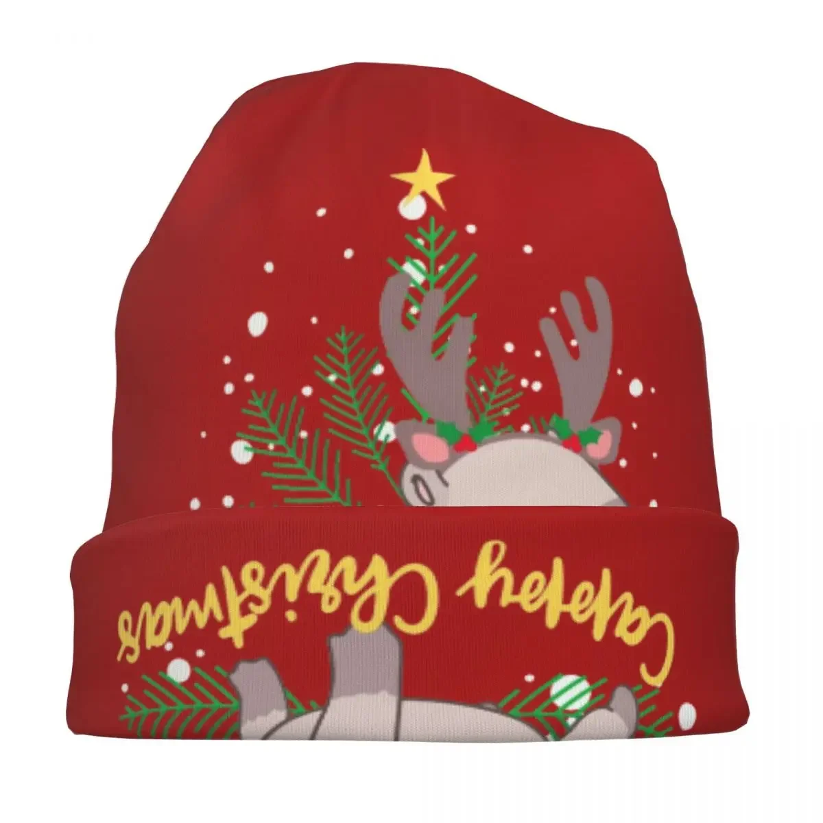 Capybara Reindeer Bonnet Hats Hip Hop Outdoor Skullies Beanies Hat Cappy Christmas for Men Women Knitted Hat Spring Dual-use Cap