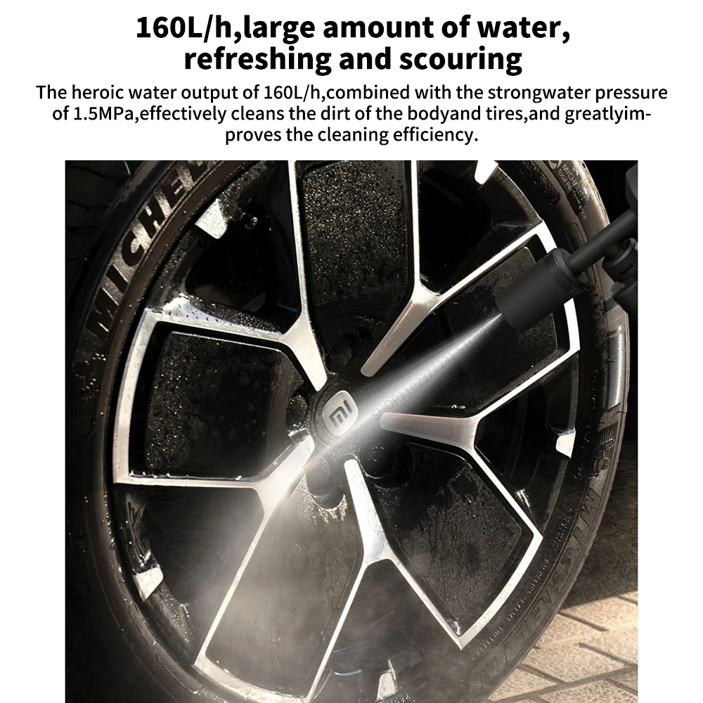 Xiaomi Mijia Wireless Car Washer 2 160L/H Alimentazione portatile ad alta pressione |   Palmare con pressione dell'acqua multi-ingranaggio a ricarica rapida