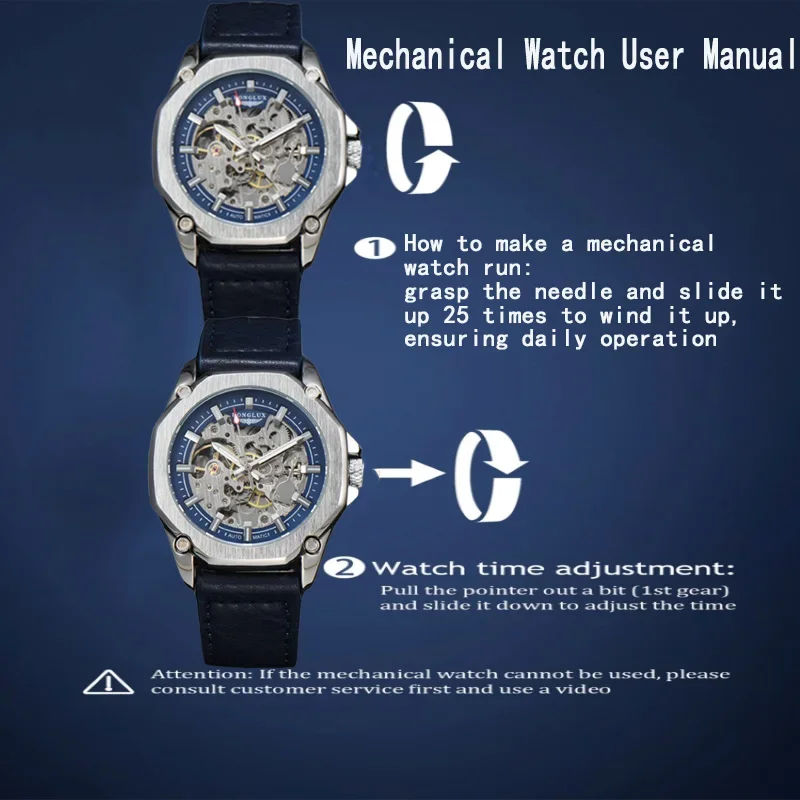 LONGLUX automatic watch sport style wholesale mechanical wristwatches fashion hollow leather mens watch men gift
