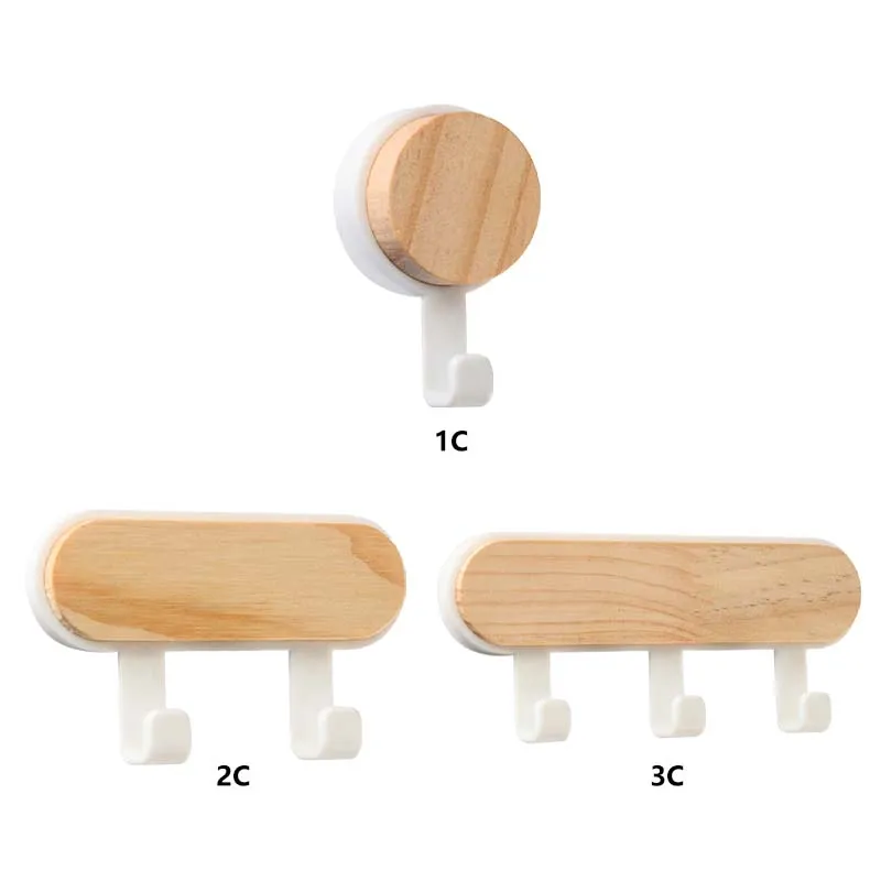 1Pcs Strong Self Adhesive Door Wall Hangers Hooks ABS Wood Hat Racks Key Hanger Wall Organizer Kitchen Bathroom Accessories