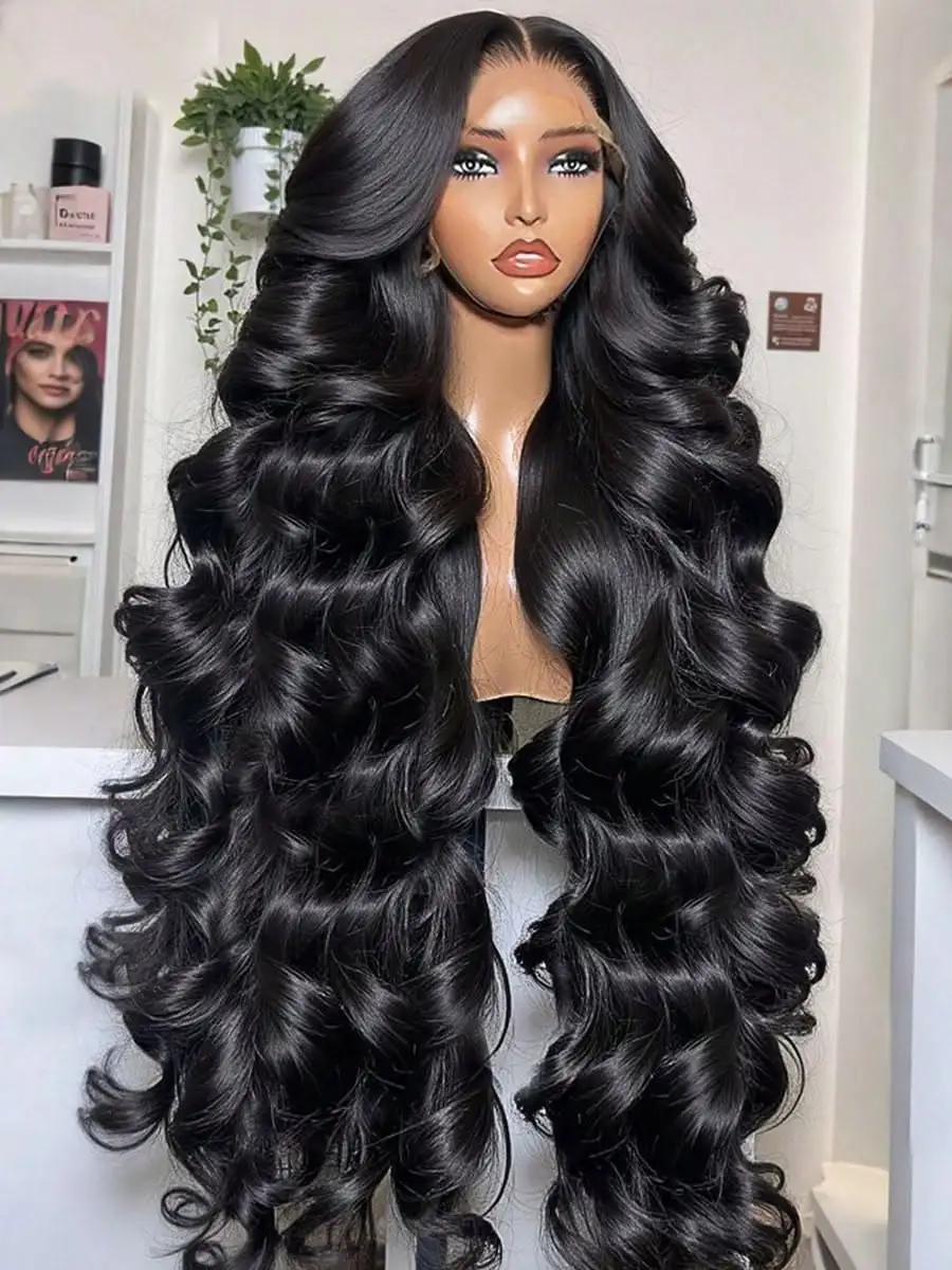 

Парик из натуральных волос 13x6 Body Wave с HD-основой, 34-40 дюймов, 13x4 Lace Front Wigs, Water Loose Waves, черный, бразильский, с предварительно выщипанными прядями