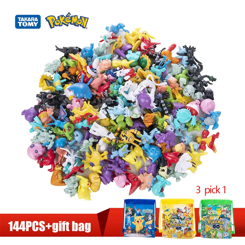 Pokemon Mini Figures 144 2-3cm/250 4-6cm Anime Model Different Styles Cute Doll Toys Pikachu Pokémon Go Children Birthday Gifts