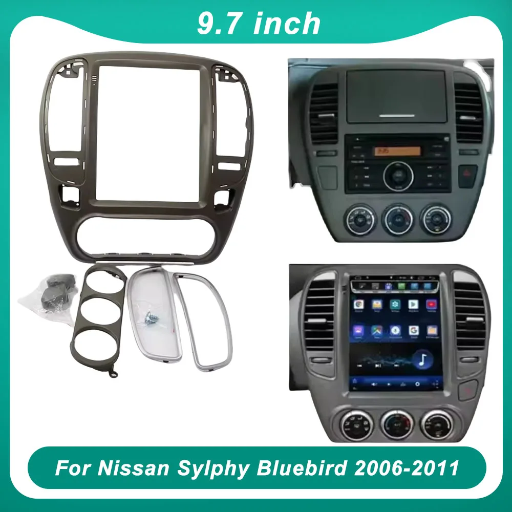 

For Nissan Sylphy Bluebird 2006-2011 9.7 Inch 2 Din Radio Car Player DVD Audio Panel Mount Installation Fascia Frame