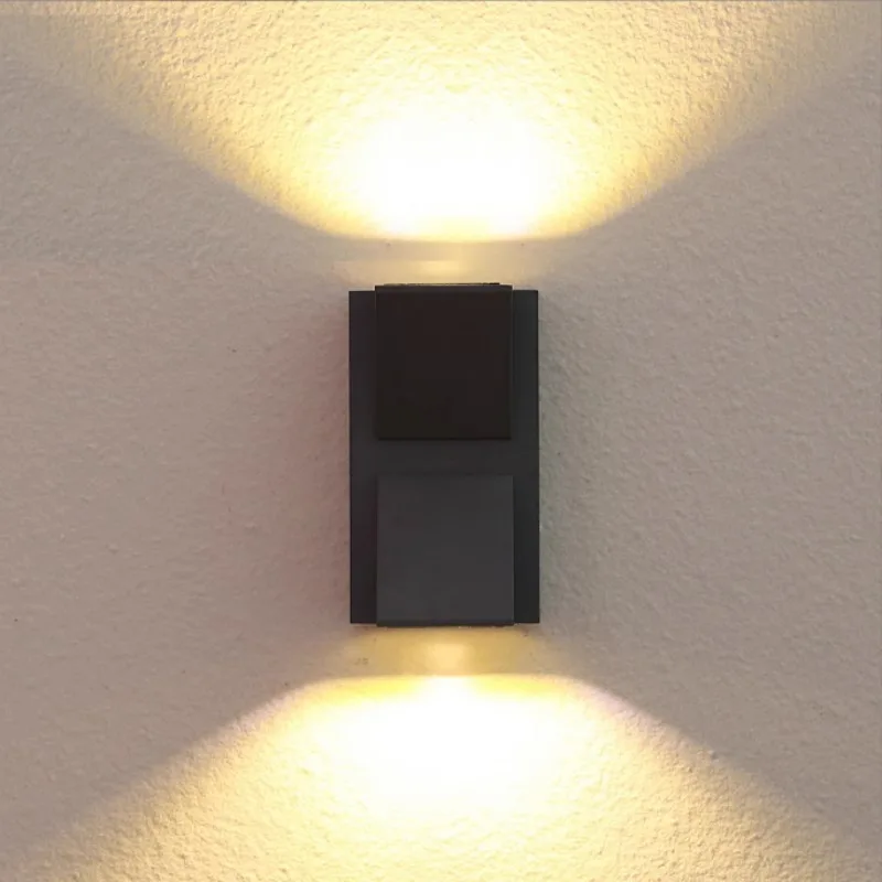 Outdoor Waterproof LED Wall Lamp Double Head Lighting Creative Square Aluminum Simple Design for Balcony Terrace Door Aisle