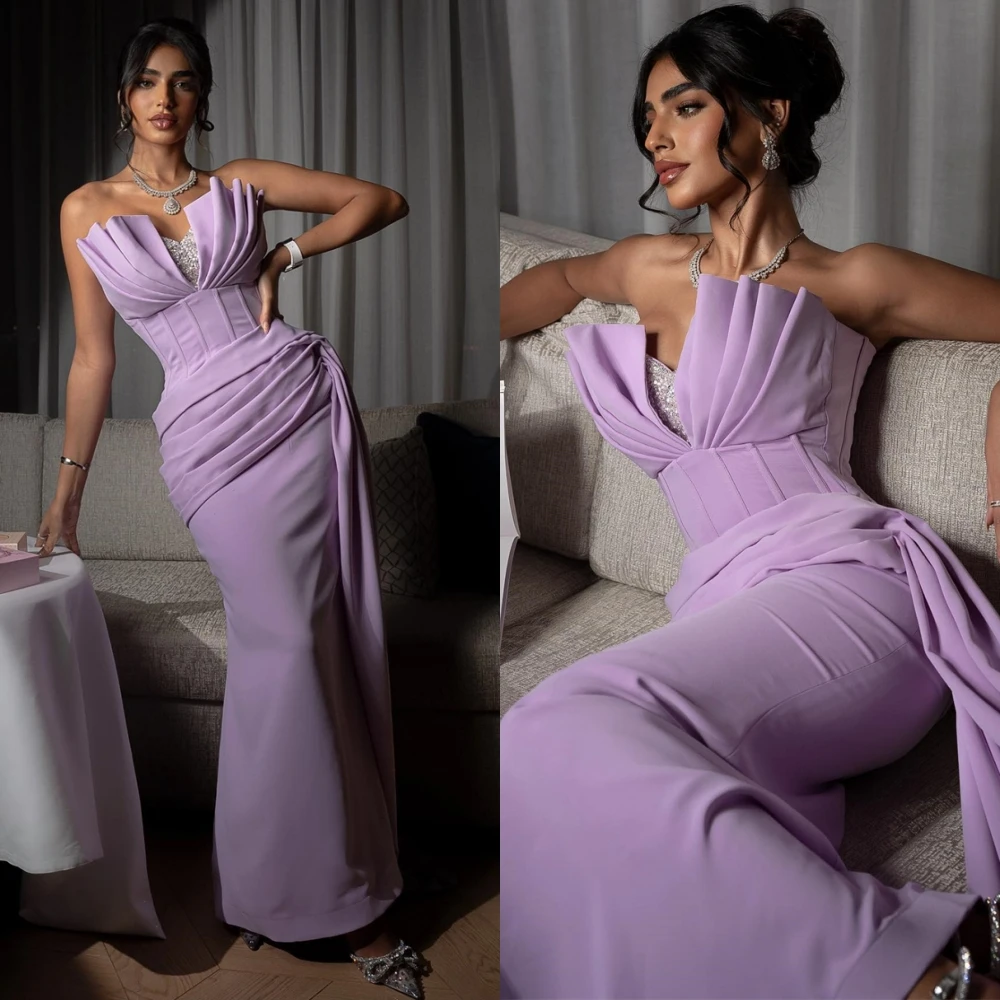 Customized Fashion Strapless Evening Dress and Exquisite Jersey Special Occasion Gowns and Delicate Sleeveless Party Dresses