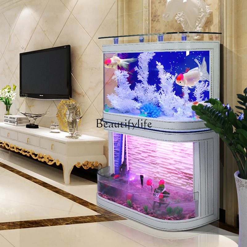 European Fish Tank Medium and Large Living Room Home Water Curtain Wall Change Water Glass Aquarium