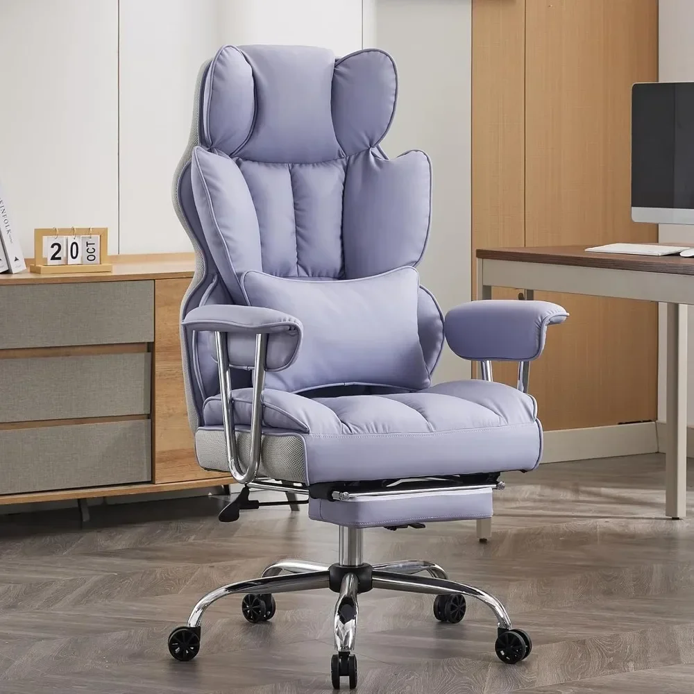 

Executive Office Chair for Heavy People, High Back Computer Chair with Foot Rest, Height Adjustable PU Leather Office Chair