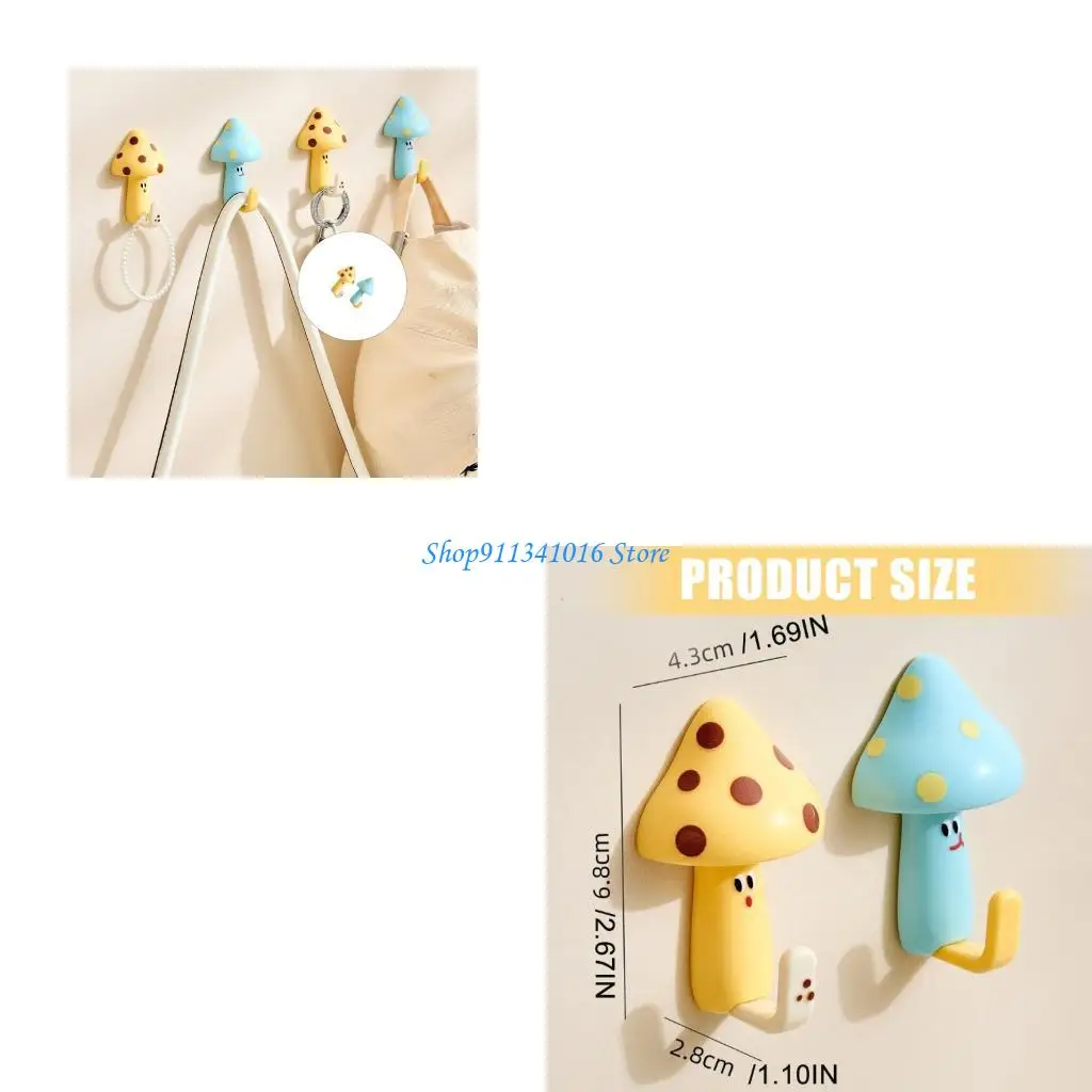  Detachable Mushroom Hooks High Capacity Wall Hooks Creative Room Decoration Perfect for Hanging Towels Robes Curtains