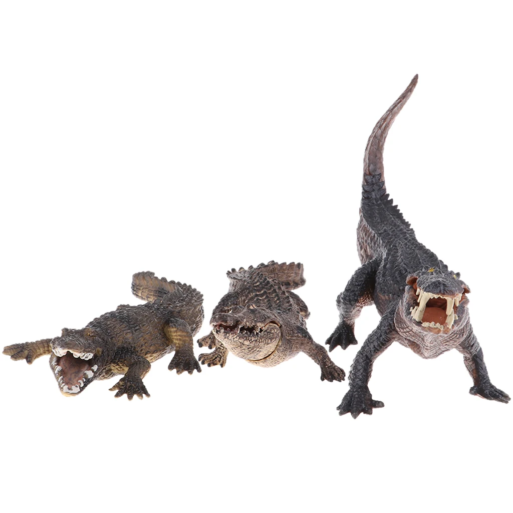 

3pcs Simulation Animals Doll Crocodile Lifelike Kids Gift Animal Toy Model Lawn