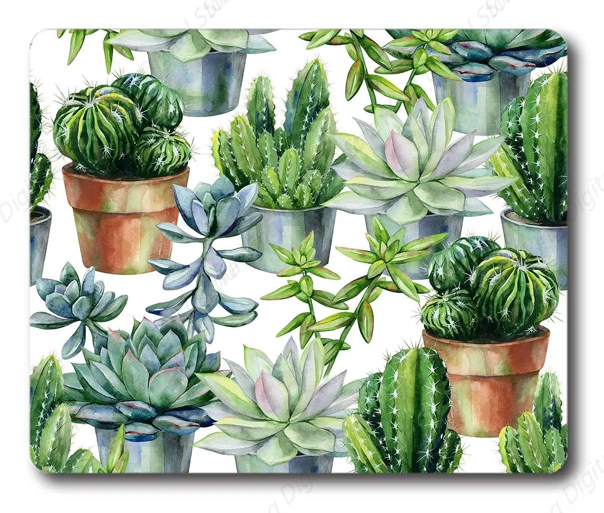 

Cactus And Succulent Watercolor Patterned Mouse Pad With Anti Slip Rubber Suitable For Office Laptops And Gaming Mouse Pads