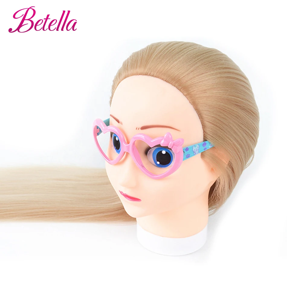 New Arrival Female 3D Blue Eye Blonde Gold Human Hair Mix Synthetic Professional Hot Curl Training Styling Head Mannequin Doll