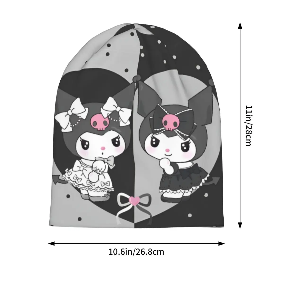 Kuromi جميل الكرتون بونيه القبعات أزياء الشارع Skullies Beanies القبعات للرجال النساء قبعات دافئة ذات الاستخدام المزدوج