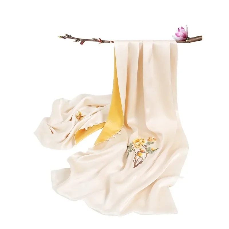 

Double Silk Handmade Shawl 100% Mulberry Silk Button Scarf