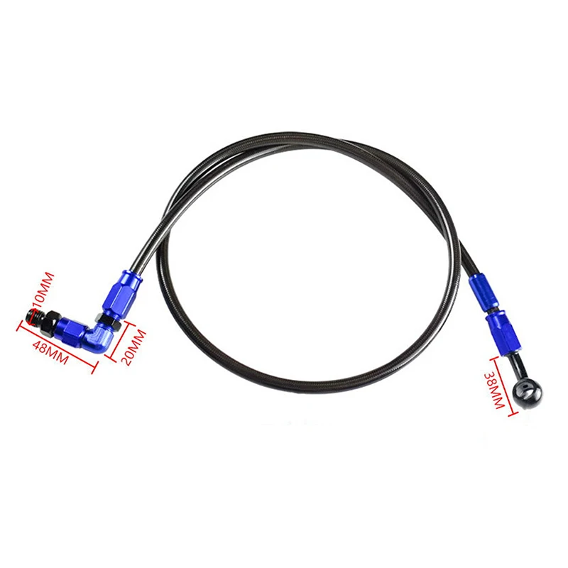 Universal 90cm Motorcycle Brake Clutch Oil Hose Line Pipe Blue Hydraulic Reinforced Stainless Steel Braided Hose