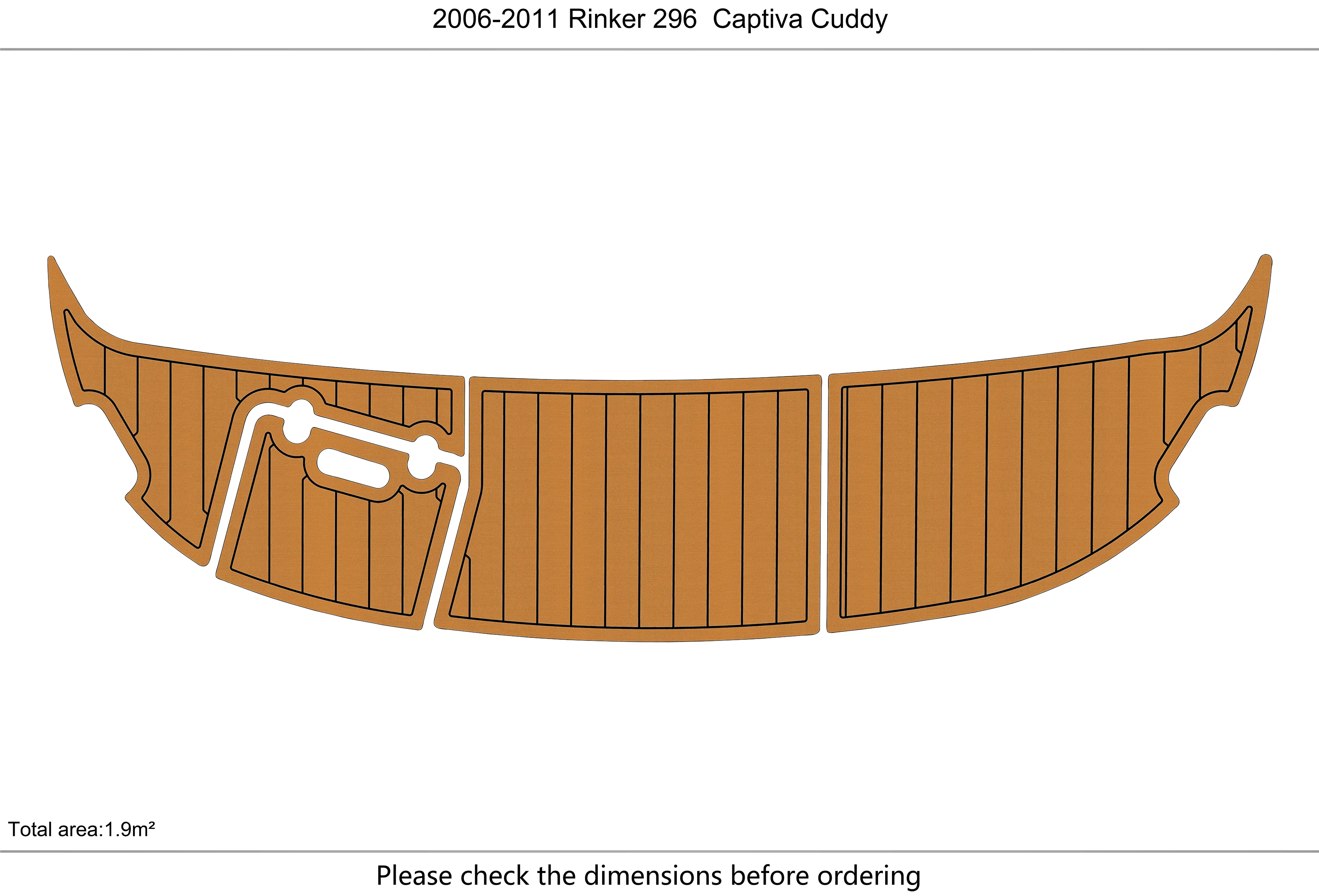 Eva foam Fuax teak seadek marine floor For 2006-2011 Rinker 296 Captiva Cuddy Swim platform 1/4