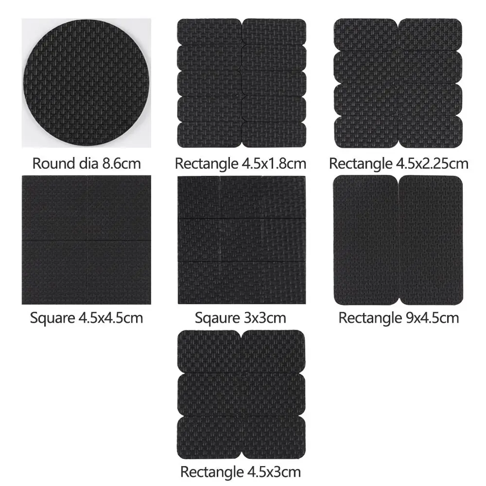 Self-sdhesive Black Foam Furniture Leg Pads Square Round Rectangle Chair Sofa Anti-slip Mat Table Feet Covers Floor Protectors