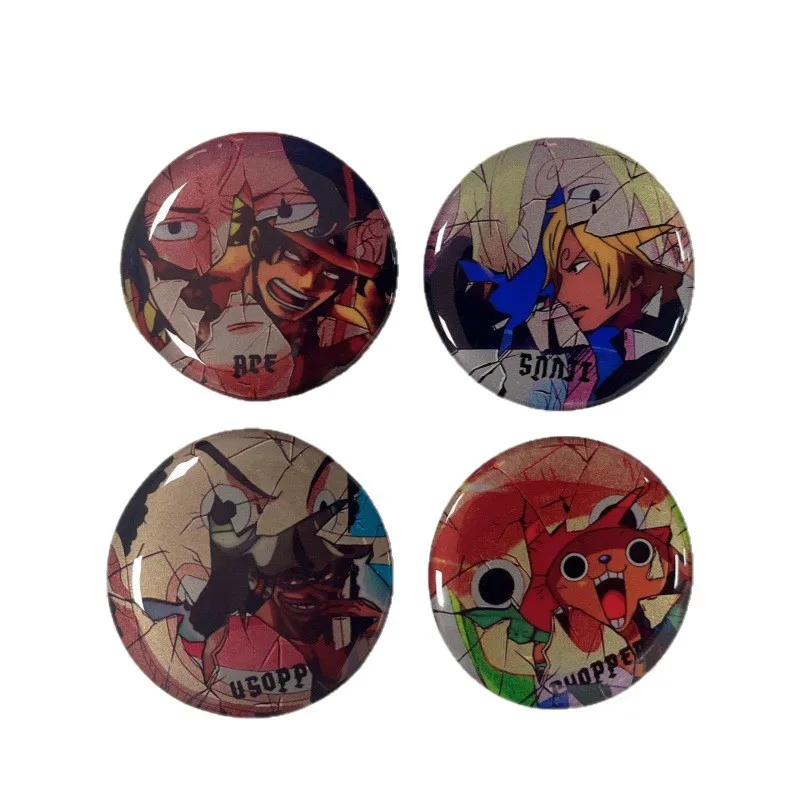 One Piece Anime Badge Pins Luffy Zoro Ace Boa Hancock Cosplay Merchandise Shiny Double Flash Reflective Anime Merch Collectible - view 5