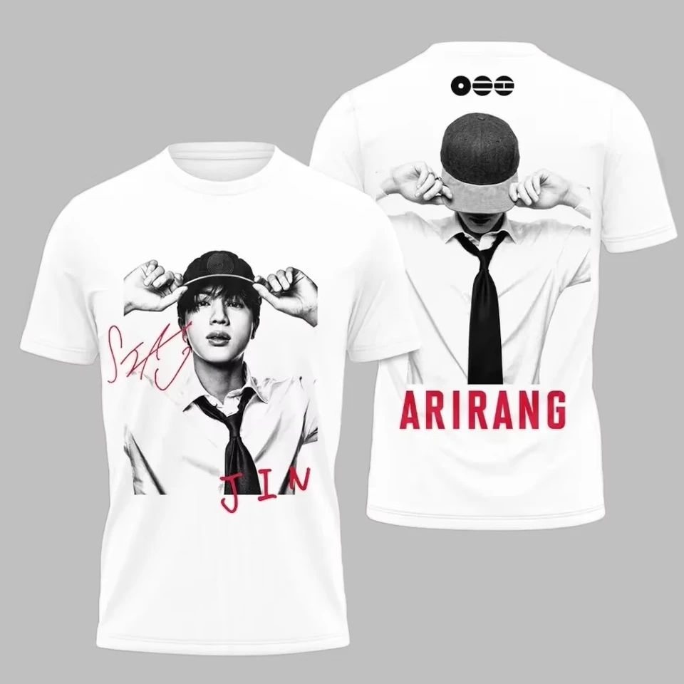 2026 BTS アリラングラフィック Tシャツ男性と女性の夏の綿 Tシャツ