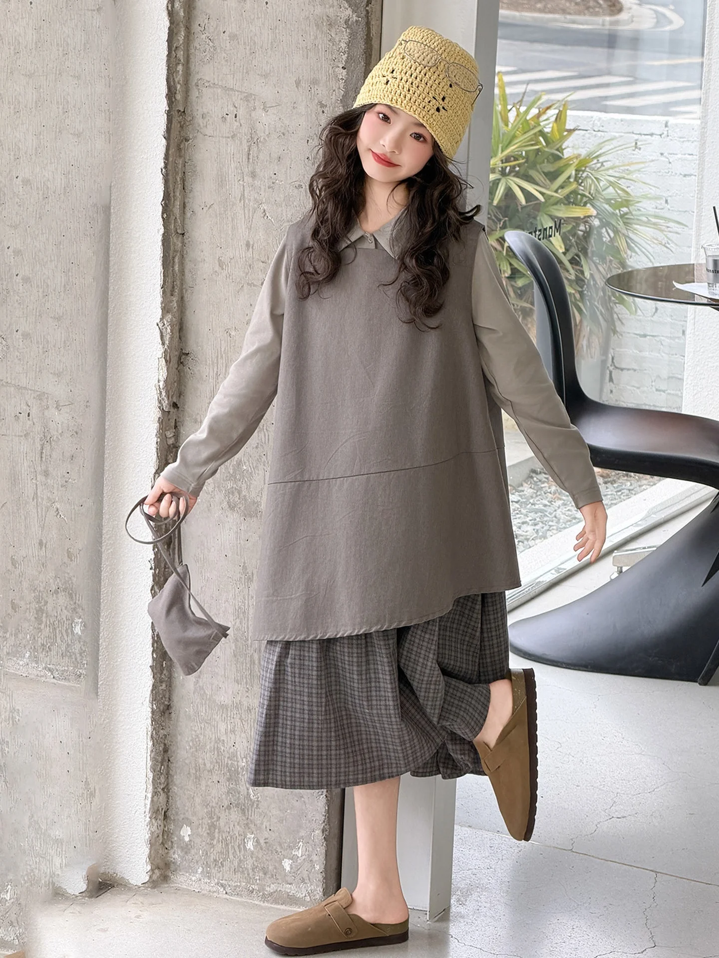 

Весенний модный комплект для девочек: повседневная длинная юбка с высокой талией для учениц средней школы, дышащая, удобная, из смесового хлопка