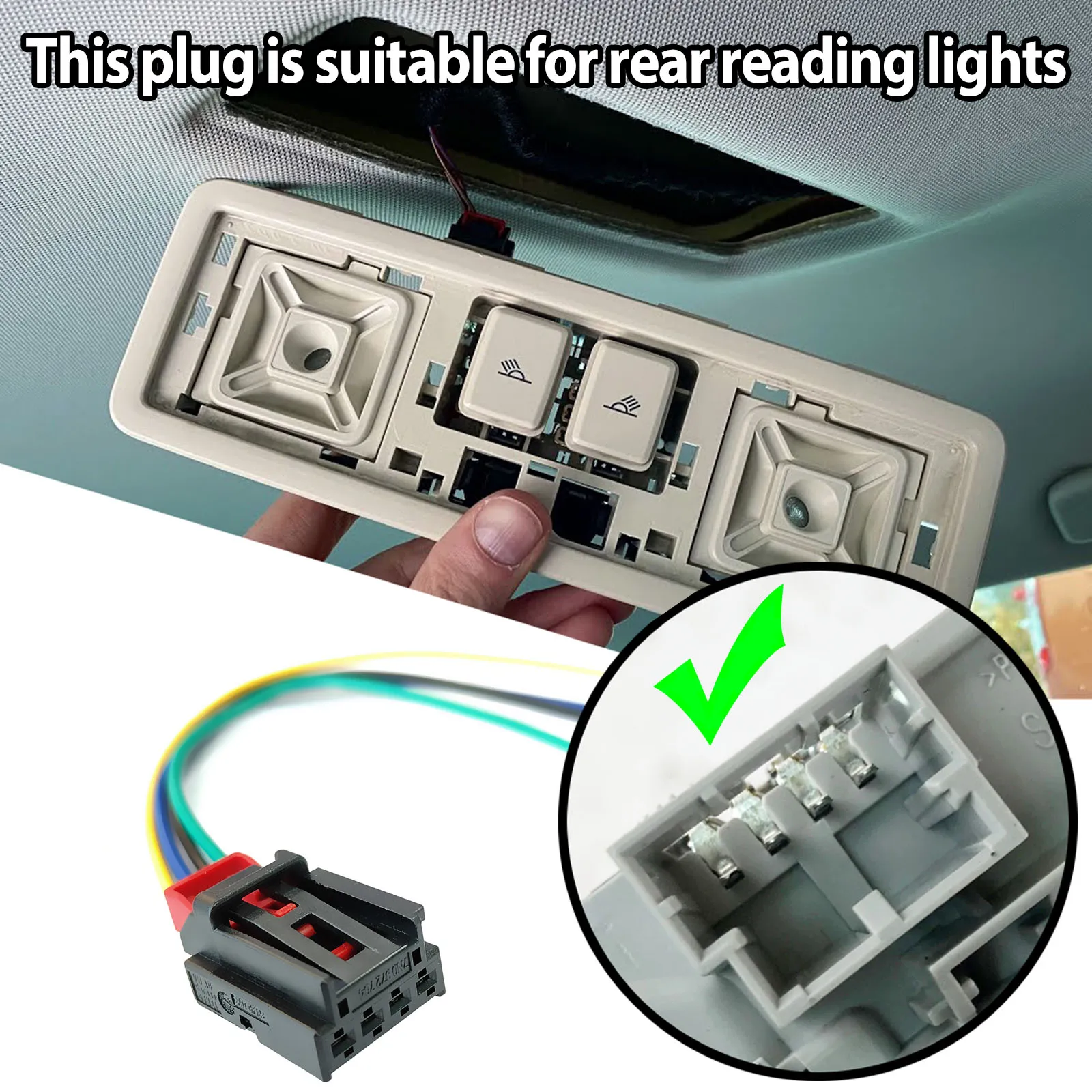2 4 PIN For VW Tiguan Touran Passat b8 Rear Roof Reading Courtesy Light Plug Connector 7N0972704