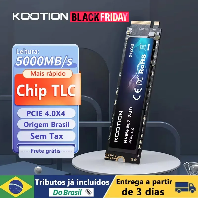 KOOTION M2 SSD NVME 256GB 512GB Gen4 * 4 Unidade de estado sólido PCIE 4.0X4 2280 Disco rígido interno HDD M.2 SSD para PC Laptop Desktop