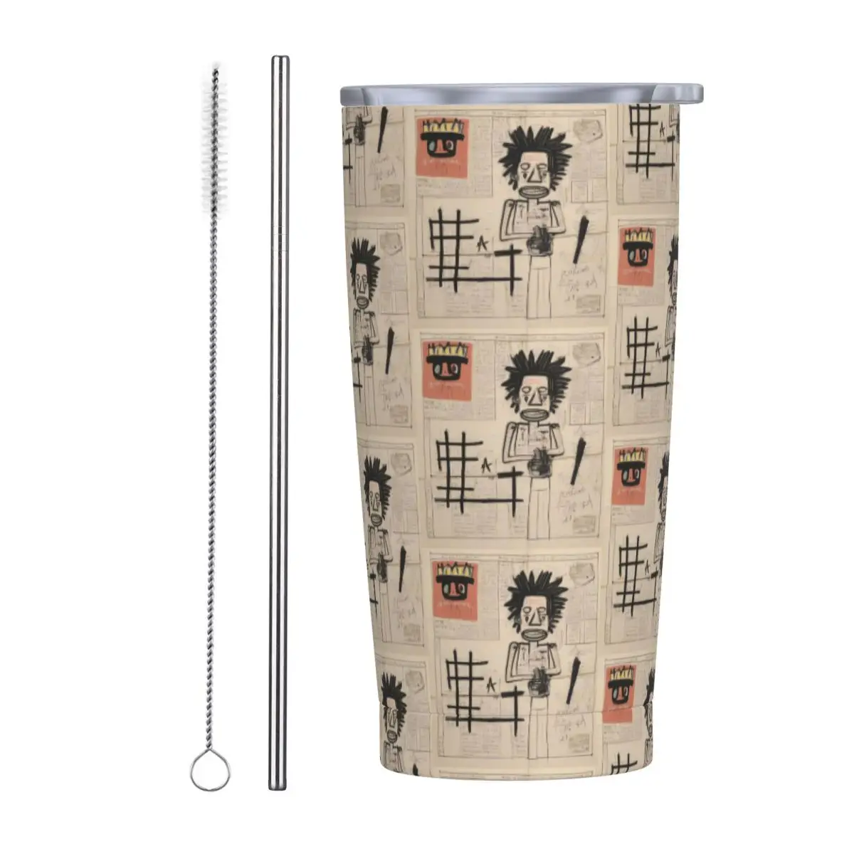 Newspaper Sketch Book Stainless Steel Tumbler Vacuum Insulated Mugs Thermal Cold Bottle Straw With Lid 20oz