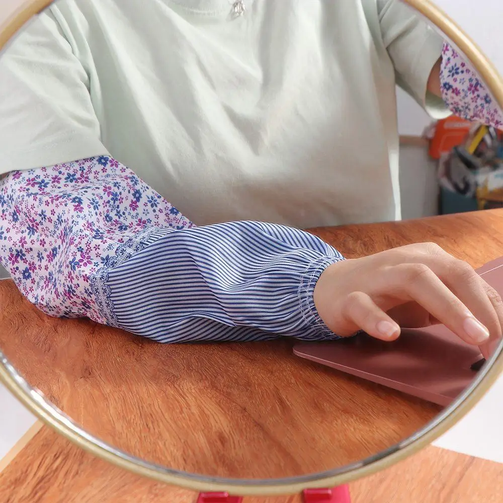 

1 Pair Waterproof Striped Floral Oversleeves Antifouling Dustproof Arm Cover Dirt Resistant Sunscreen Cleaning Oversleeves